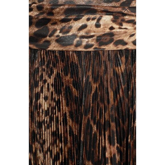 NWT Dolce & Gabbana Leopard Print Halter Neck Pleated Midi Dress 44 L - Picture 7 of 7